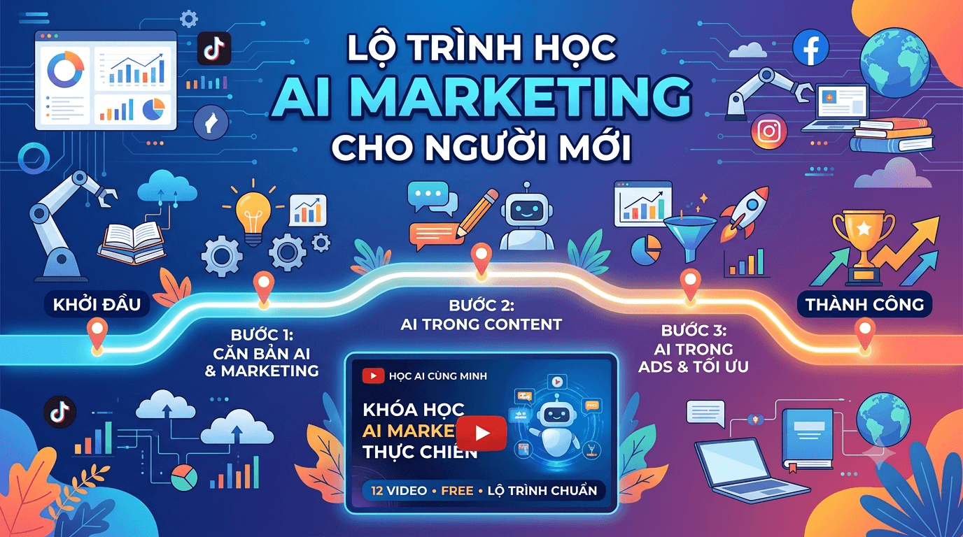 Học AI Marketing Cho Người Mới: Lộ Trình Từ Cơ Bản Đến Thực Chiến